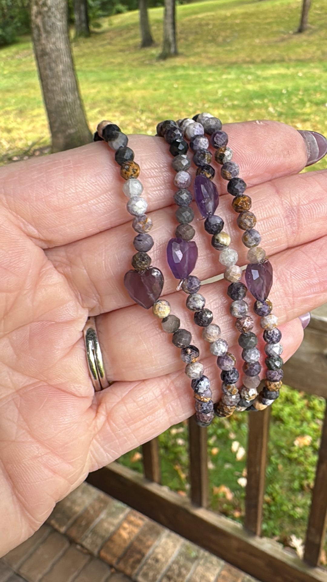 Tiffany Amethyst Heart Stone | Gemstone Bead Bracelets | 4mm Beads | Women