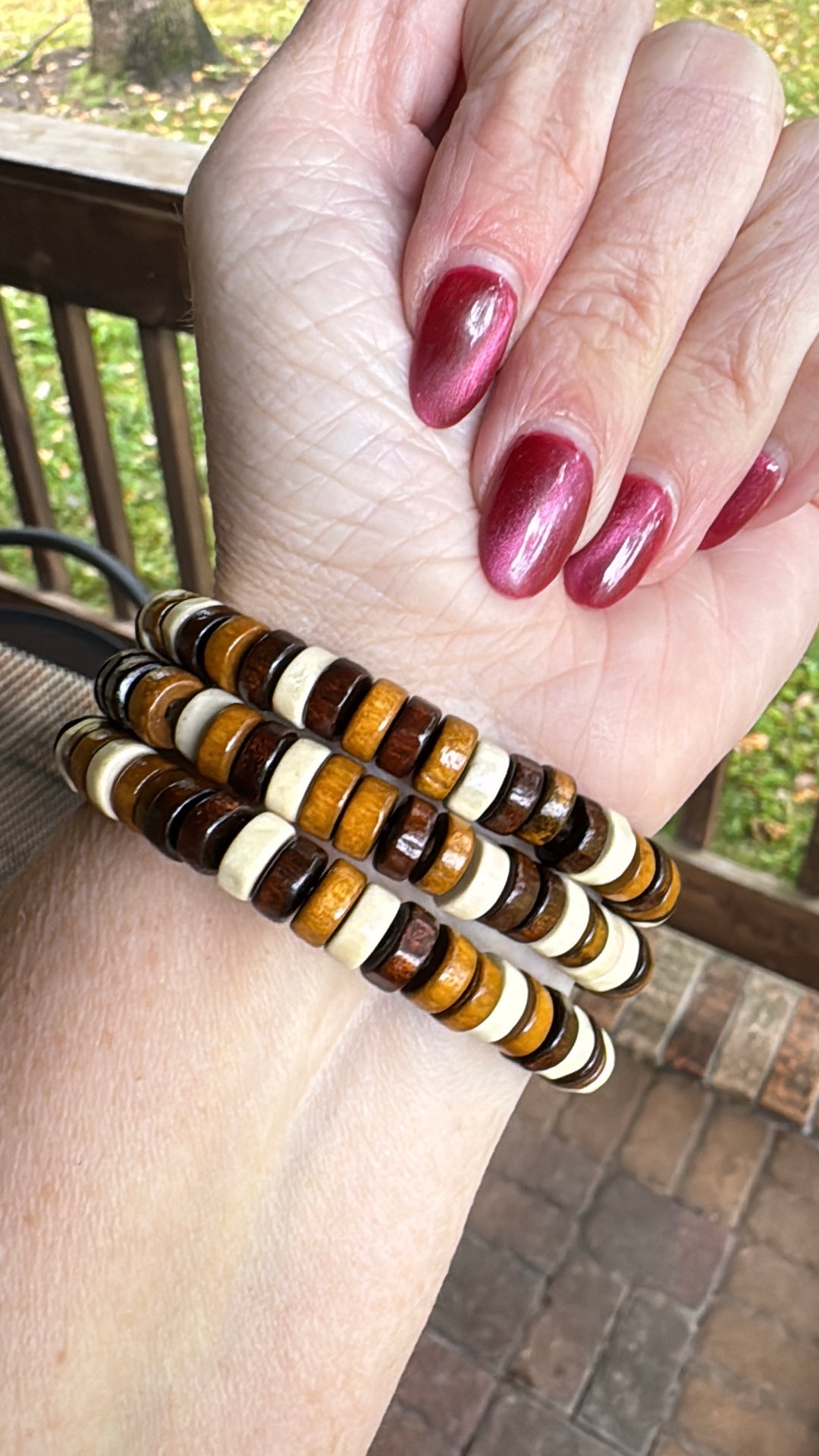Natural Wood Heisha | Gemstone Bead Bracelets | 3x8mm Beads | Women