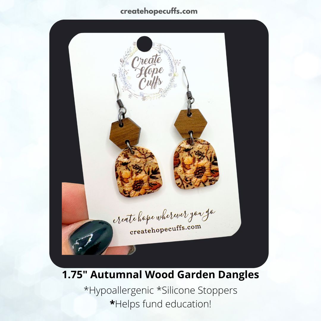 Autumnal Wood Garden Dangle | Leather Earrings | Hypoallergenic | Women Leather Earrings Create Hope Cuffs 