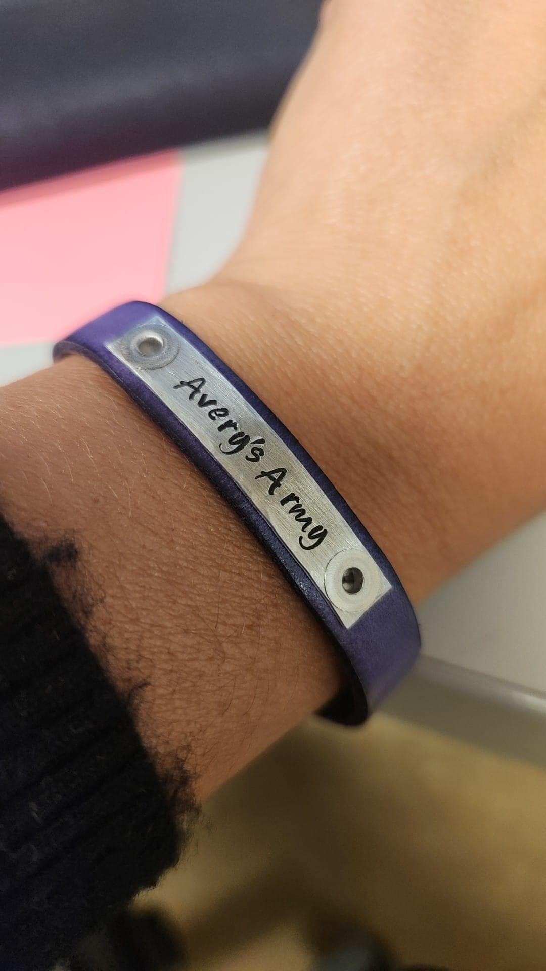 AVERY'S ARMY Fundraiser | Purple Leather Skinny Bracelet | Adjustable Skinny Bracelets Create Hope Cuffs 
