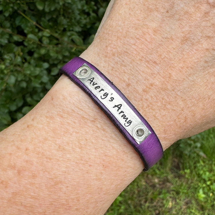 AVERY'S ARMY Fundraiser | Purple Leather Skinny Bracelet | Adjustable | Skinny Bracelets Create Hope Cuffs 