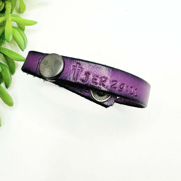 AVERY'S ARMY Fundraiser | Purple Leather Skinny Bracelet | Adjustable | Skinny Bracelets Create Hope Cuffs 