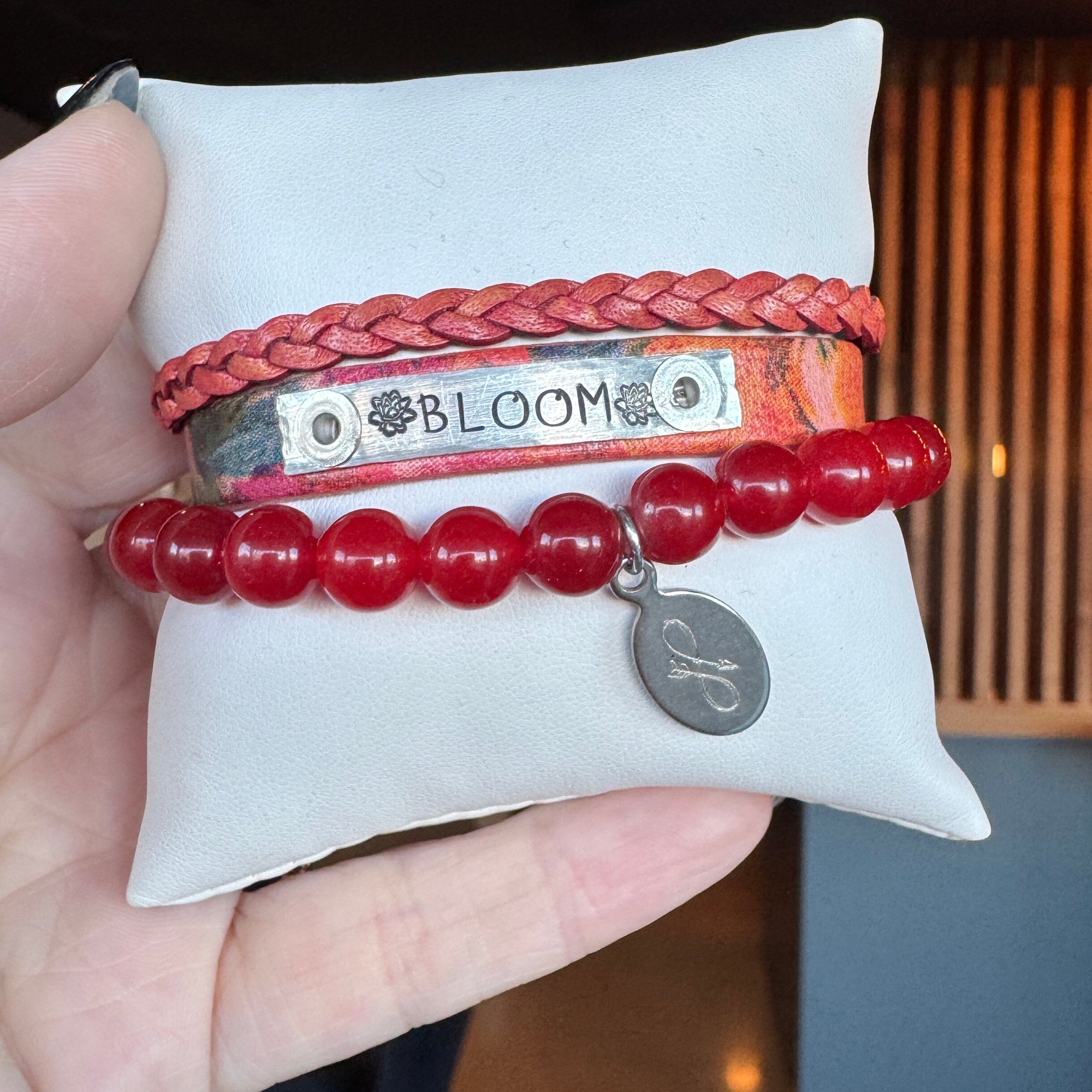 BLOOM | Rose Watercolor Leather Skinny Set | 3 pieces | Bracelets | Women Skinny Bracelets Create Hope Cuffs 