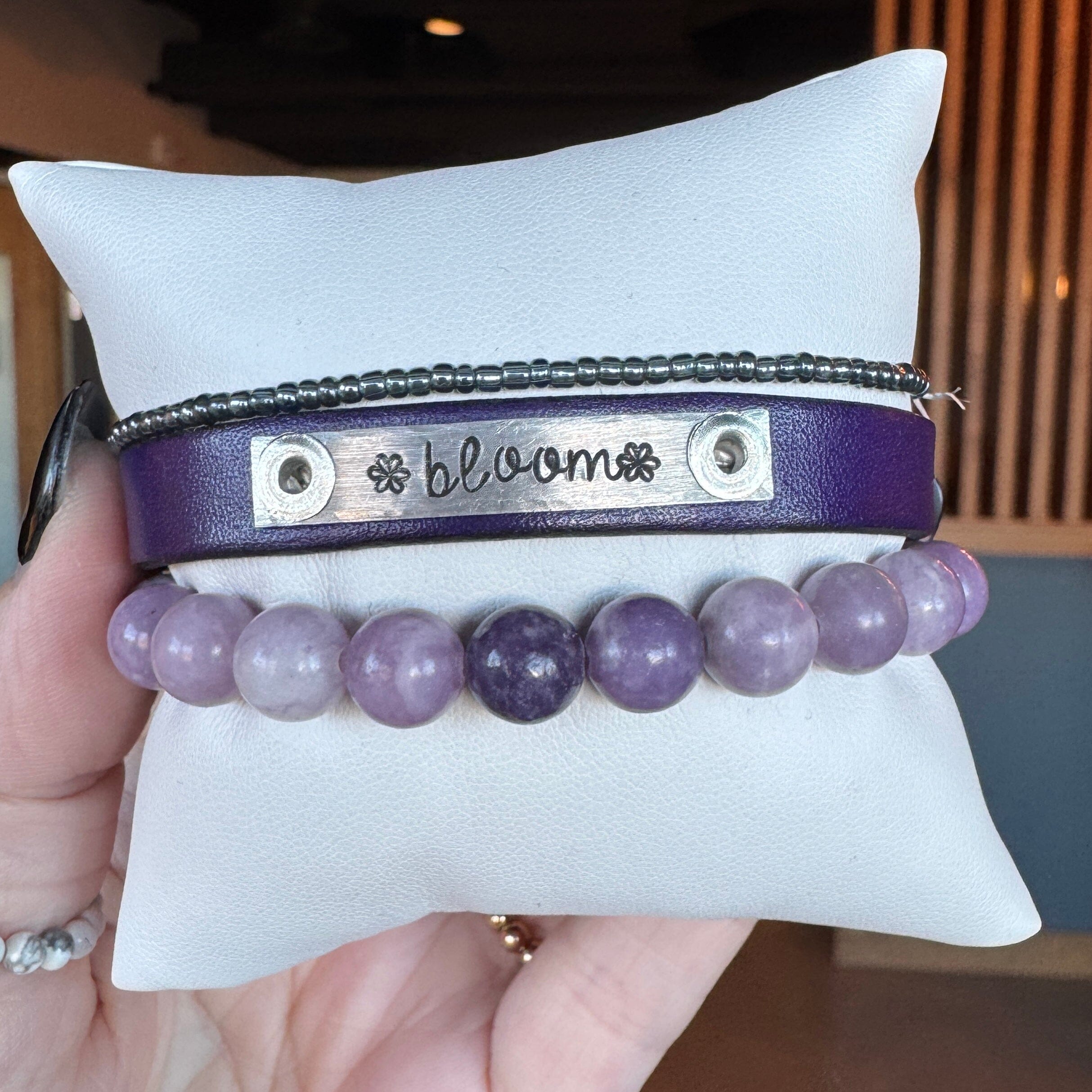 BLOOM | Solid Purple Leather Skinny Set | 3 pieces | Bracelets | Women Skinny Bracelets Create Hope Cuffs 