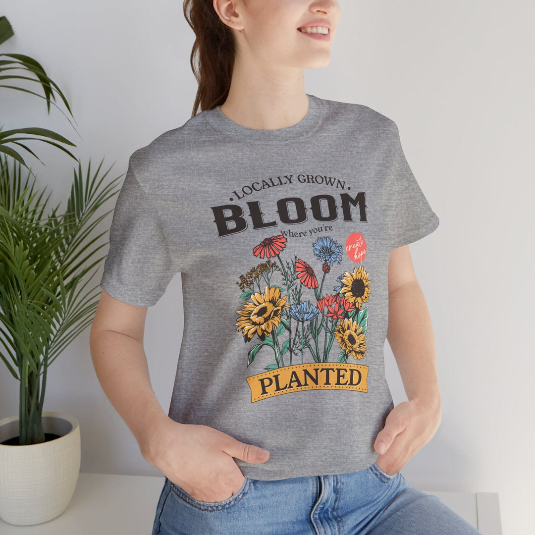 BLOOM | Womens Short Sleeve Bella Tee | 6 colors | S-4XL | Hope Swag T-Shirt Printify Athletic Heather S 