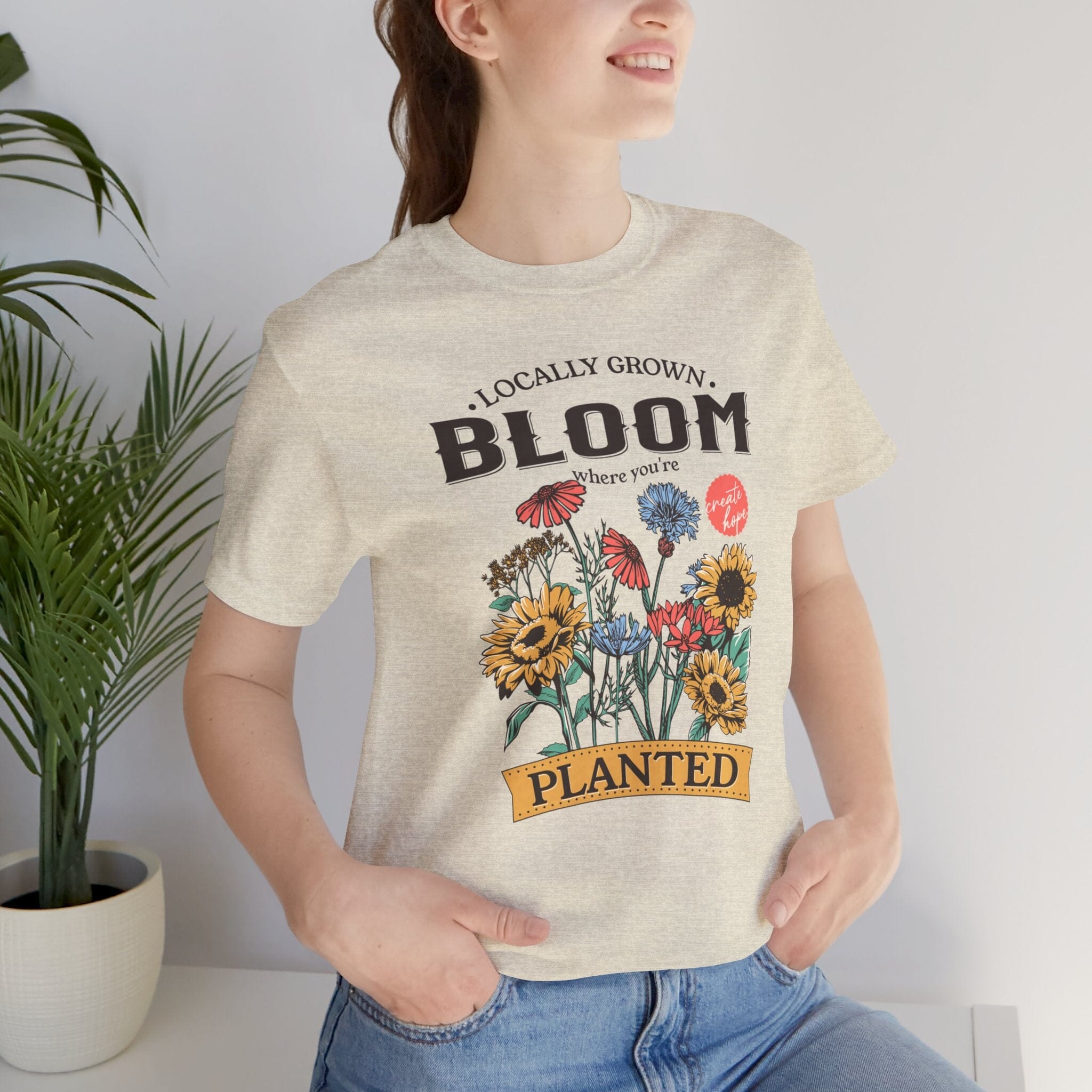 BLOOM | Womens Short Sleeve Bella Tee | 6 colors | S-4XL | Hope Swag T-Shirt Printify Heather Prism Natural S 