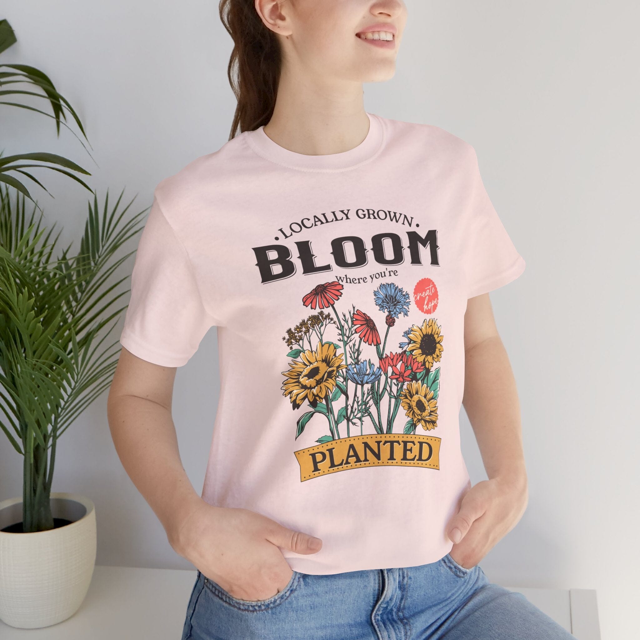 BLOOM | Womens Short Sleeve Bella Tee | 6 colors | S-4XL | Hope Swag T-Shirt Printify Soft Pink S 