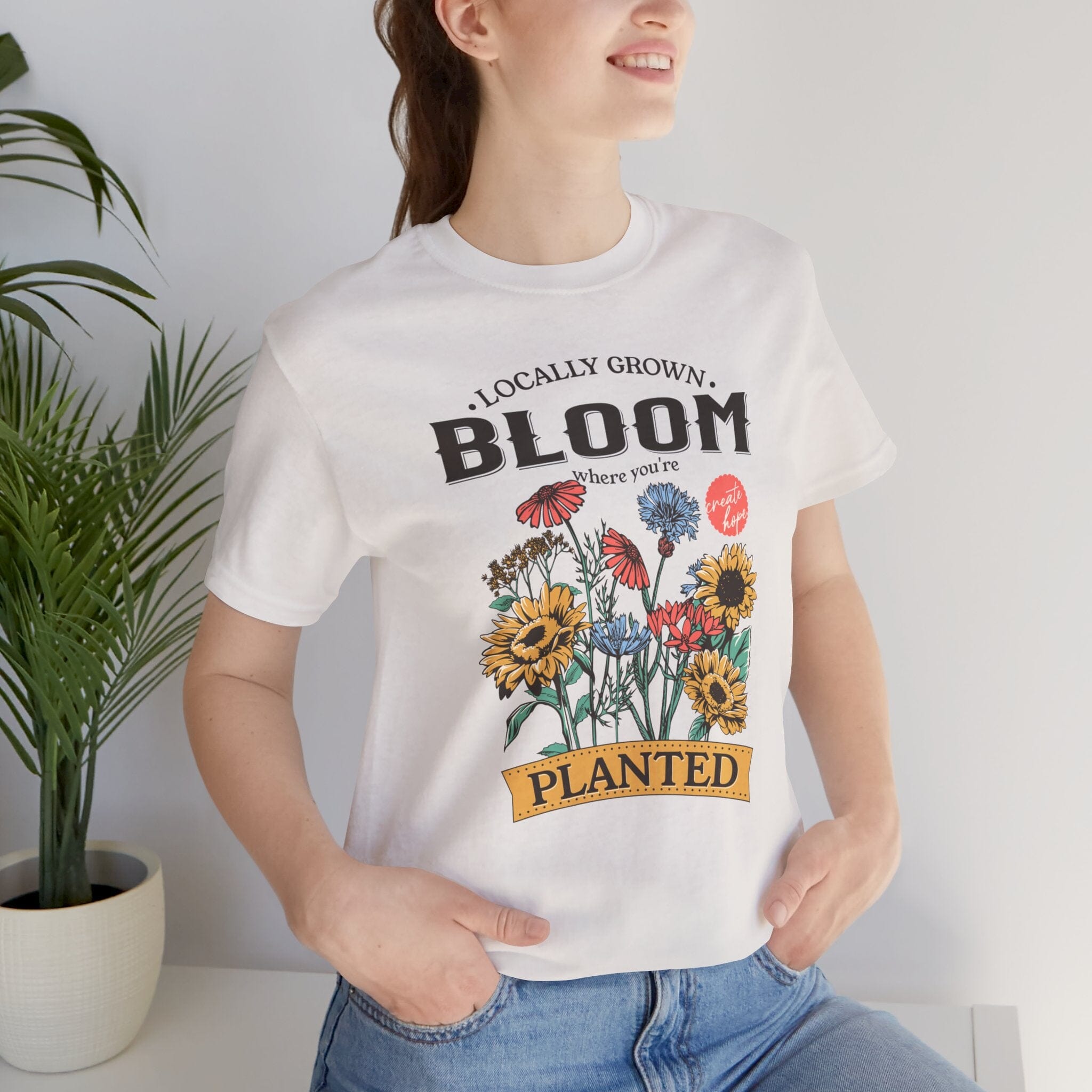 BLOOM | Womens Short Sleeve Bella Tee | 6 colors | S-4XL | Hope Swag T-Shirt Printify Vintage White S 