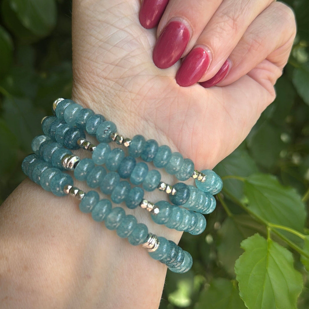 Blue Raspberry Rondelle Stones | Gemstone Bead Bracelets | 6mm Stone | Women Bracelets Create Hope Cuffs 