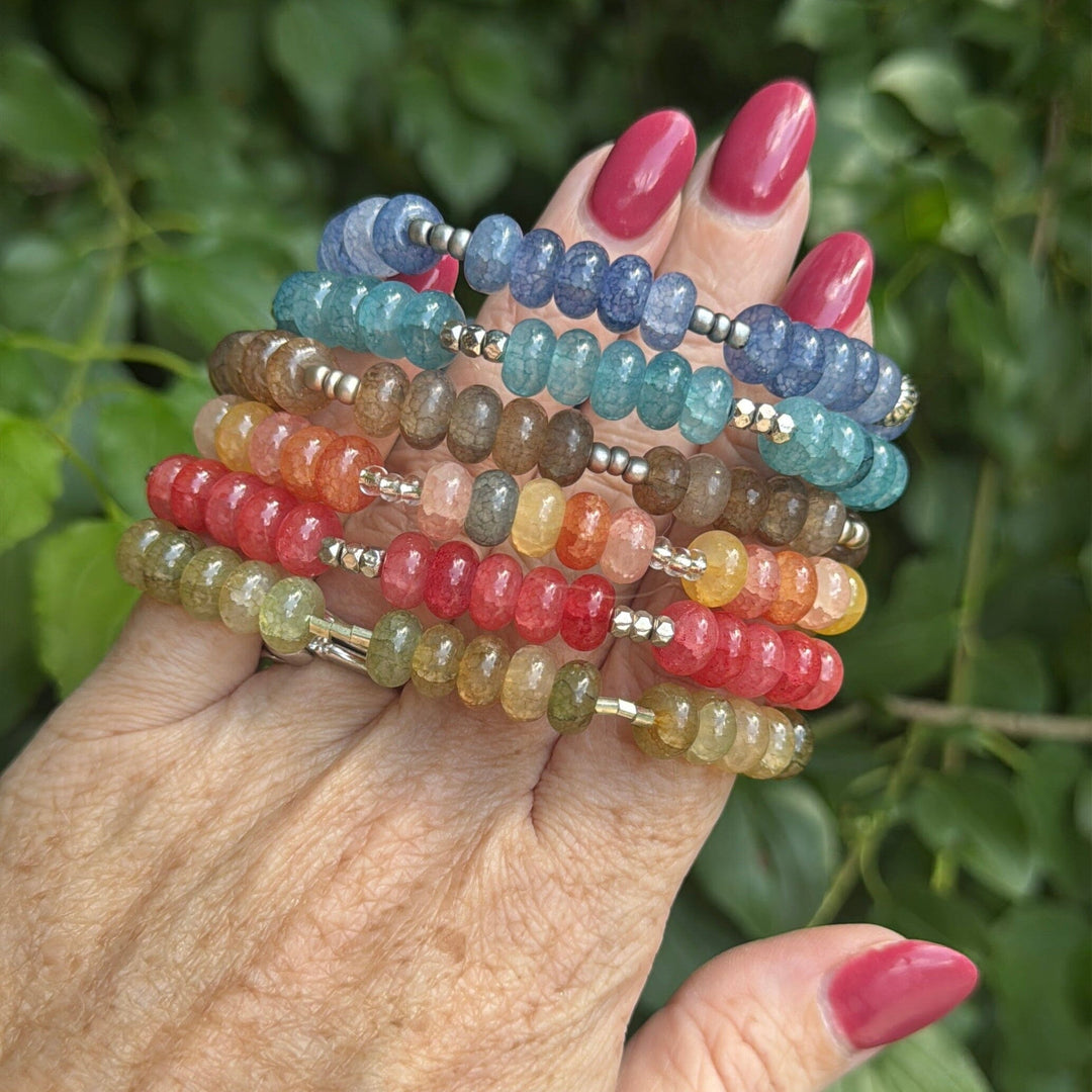 Blue Raspberry Rondelle Stones | Gemstone Bead Bracelets | 6mm Stone | Women Bracelets Create Hope Cuffs 