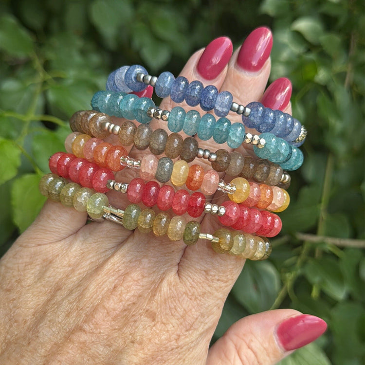 Blue Raspberry Rondelle Stones | Gemstone Bead Bracelets | 6mm Stone | Women Bracelets Create Hope Cuffs 