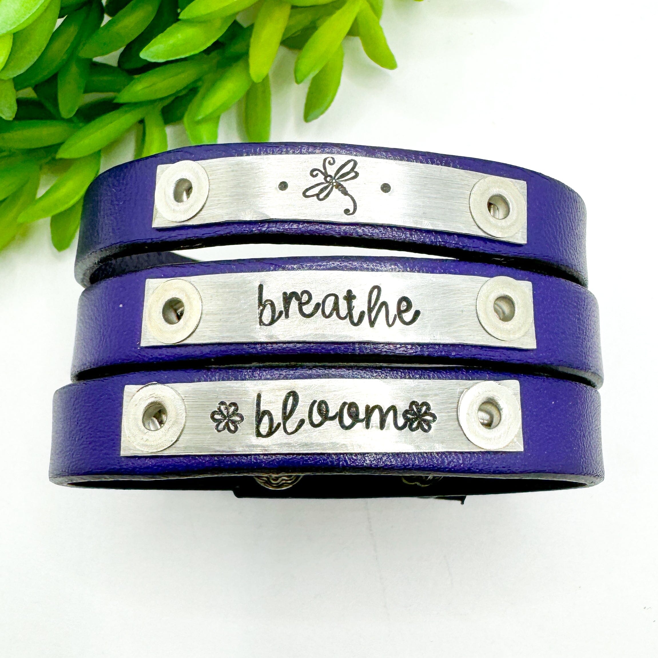 Bright Purple | 3 Phrases | Leather Skinny Bracelet | Adjustable Skinny Bracelets Create Hope Cuffs 