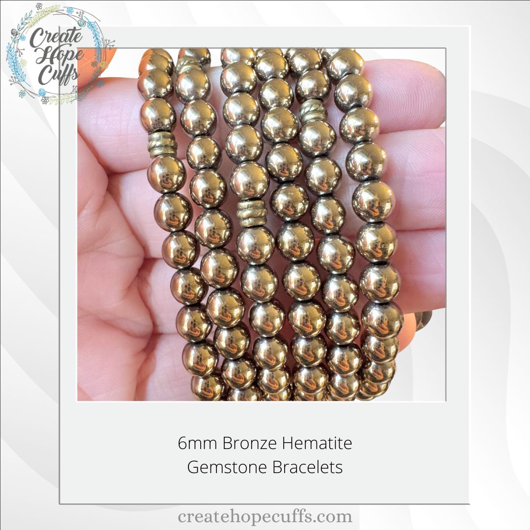 Bronze Hematite Bead Bracelet | 6mm | Gemstone | Womens Bracelets Create Hope Cuffs 