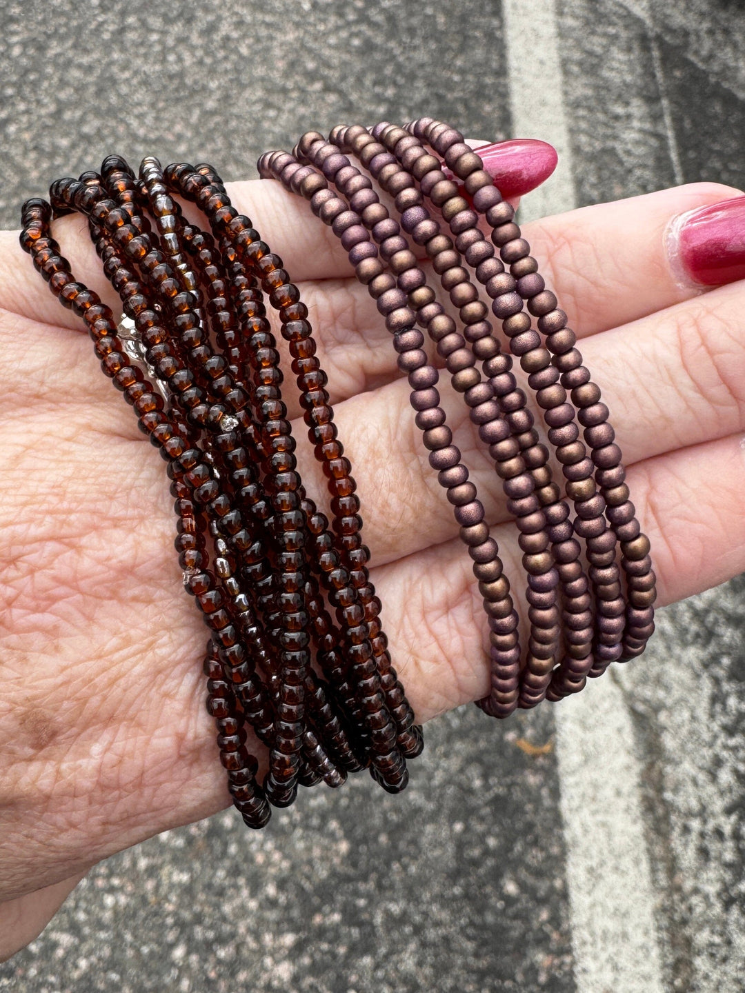 Brown and Copper | 2 COLORS | Glass Bead Bracelets | 4mm Beads | Women Bracelets Create Hope Cuffs 