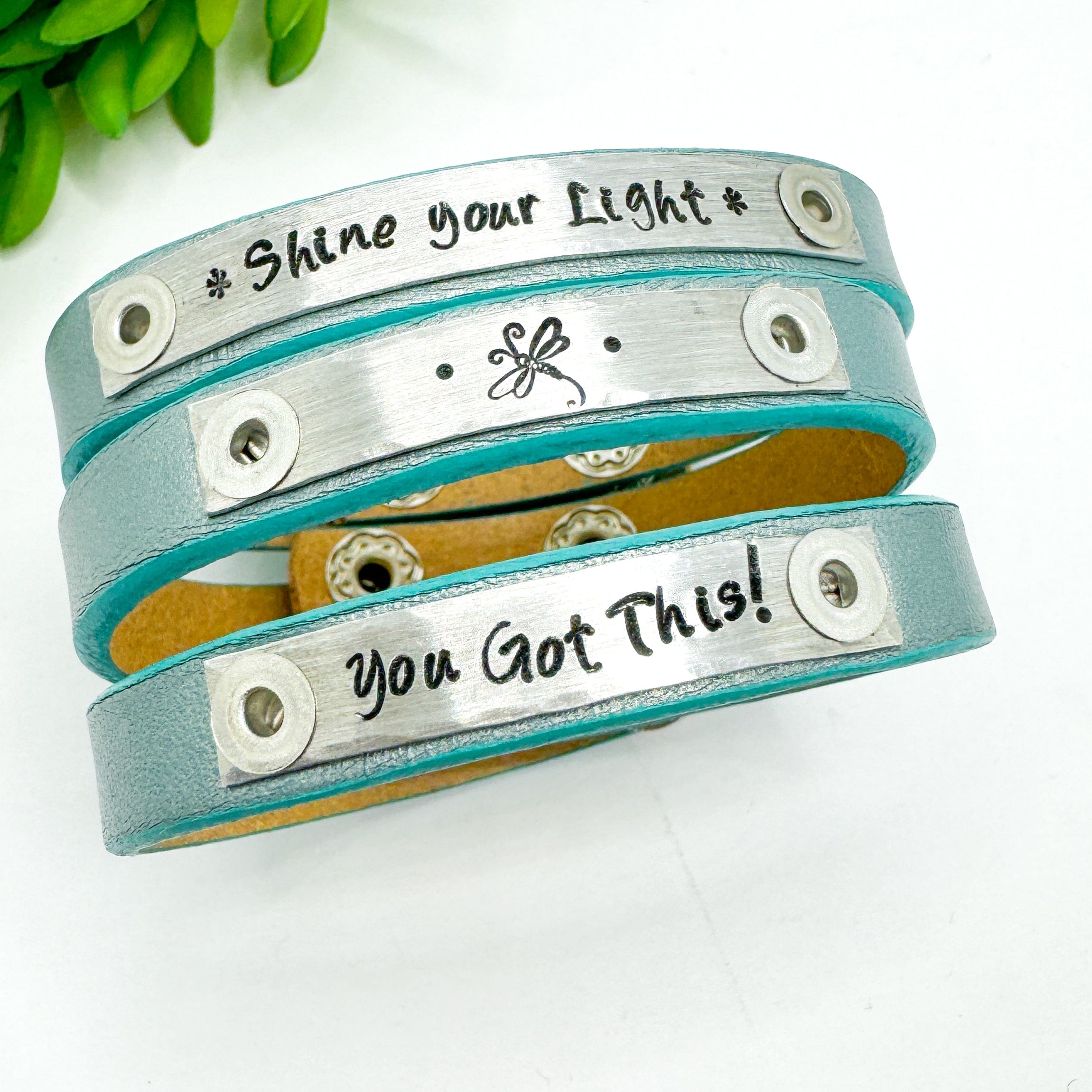 Brushed Turquoise | 3 Phrases | Leather Skinny Bracelet | Adjustable Skinny Bracelets Create Hope Cuffs 