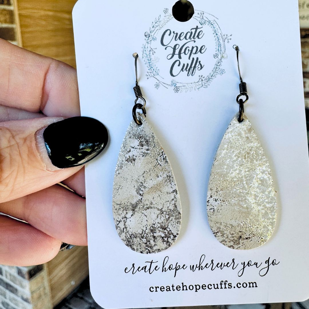 Champagne Shimmer Teardrops | Leather Earrings | Hypoallergenic | Women Leather Earrings Create Hope Cuffs 
