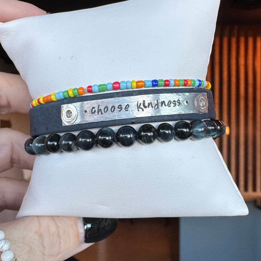 CHOOSE KINDNESS | Navy Indigo Cork Skinny Set | 3 pieces | Bracelets | Women Skinny Bracelets Create Hope Cuffs 