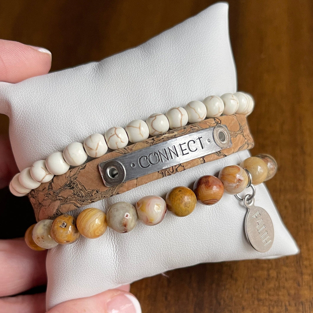 CONNECT Natural Vein Stack | Skinny Cork Set | 3 pieces | Bracelets | Womens Skinny Bracelets Create Hope Cuffs 