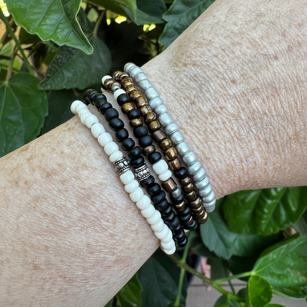 Cozy Campfire Nights | Tiny Seed Bead Bracelets | 4mm Beads | Women Bracelets Create Hope Cuffs 