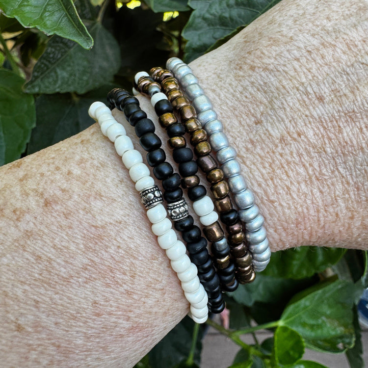 Cozy Campfire Nights | Tiny Seed Bead Bracelets | 4mm Beads | Women Bracelets Create Hope Cuffs 