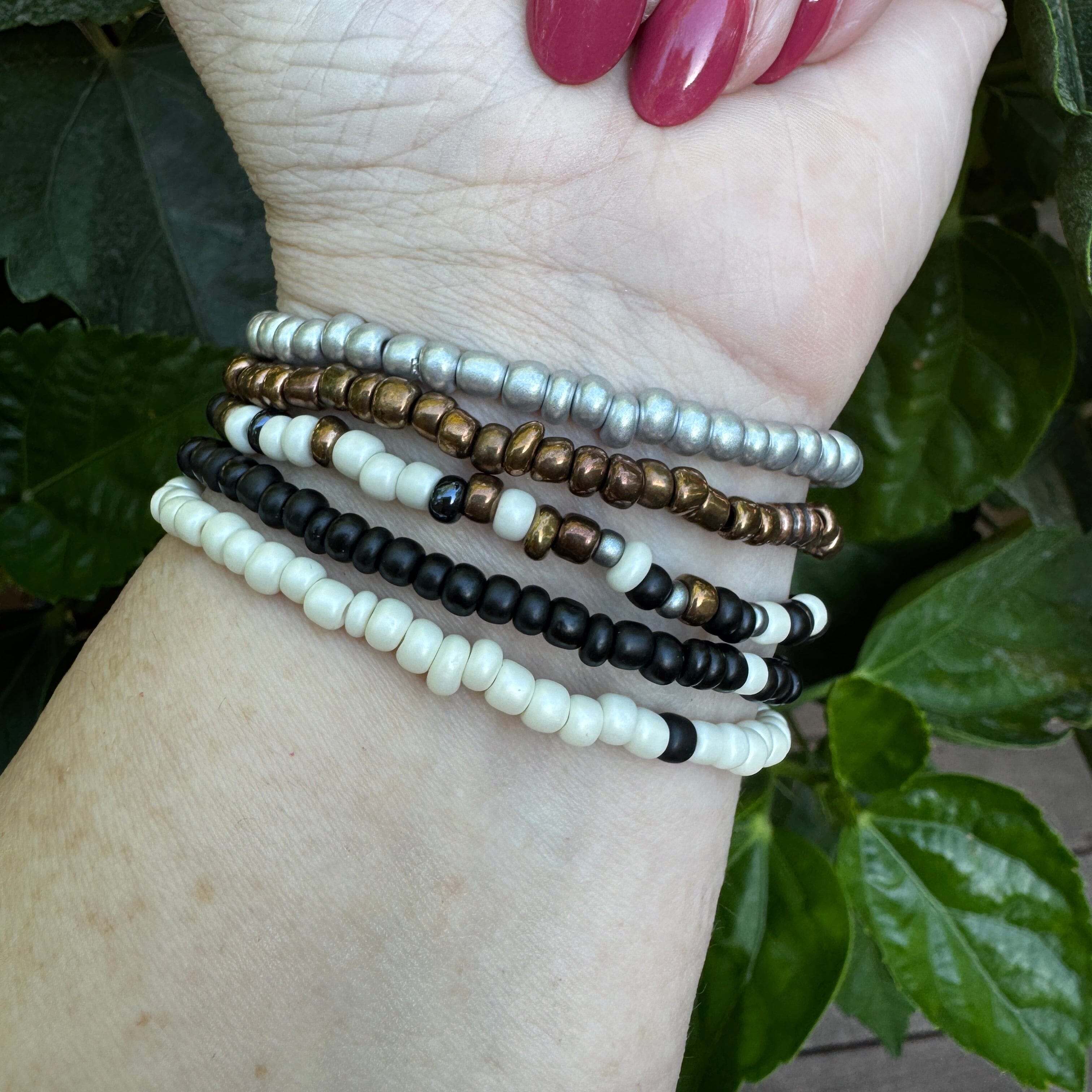 Cozy Campfire Nights | Tiny Seed Bead Bracelets | 4mm Beads | Women Bracelets Create Hope Cuffs 