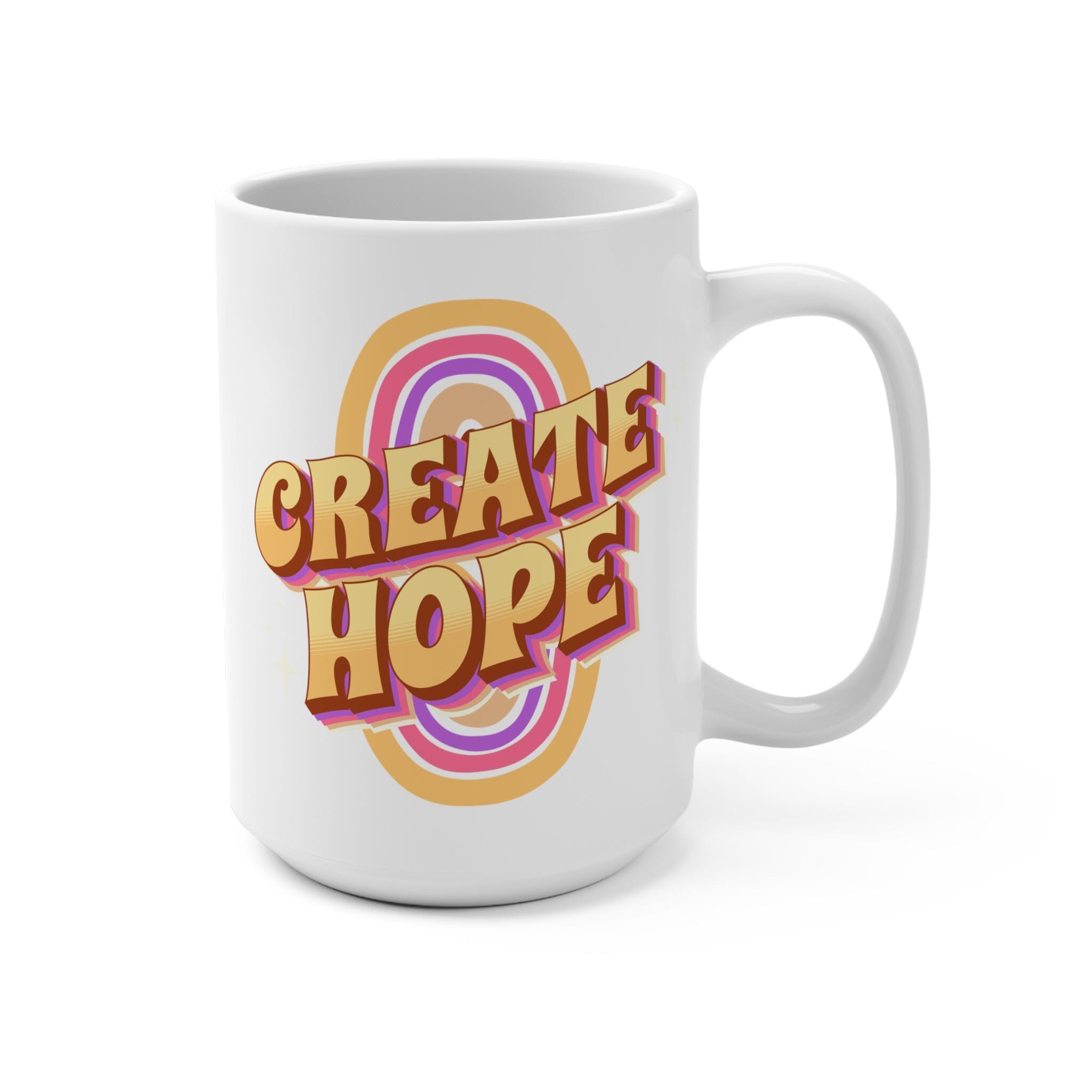 Create Hope Coffee Mug | Large 15 oz White | BPA Free | Micro Safe | Dish Safe | Hope Swag Mug Printify 
