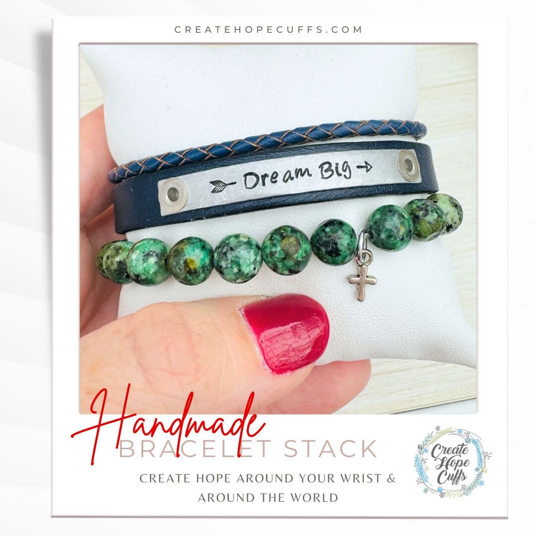 DREAM BIG Navy Stack | Skinny Cork Set | 3 pieces | Bracelets | Womens Skinny Bracelets Create Hope Cuffs 