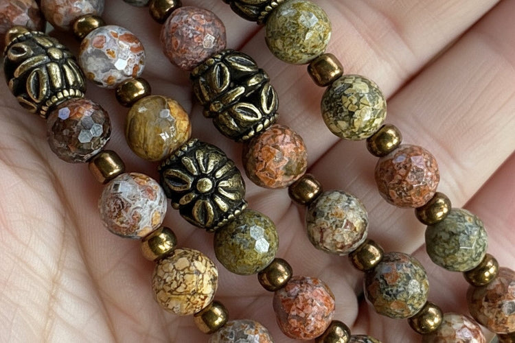 Flower Ocean Jasper Agate | Gemstone Bead Bracelets | 8mm Stone | Women Bracelets Create Hope Cuffs 