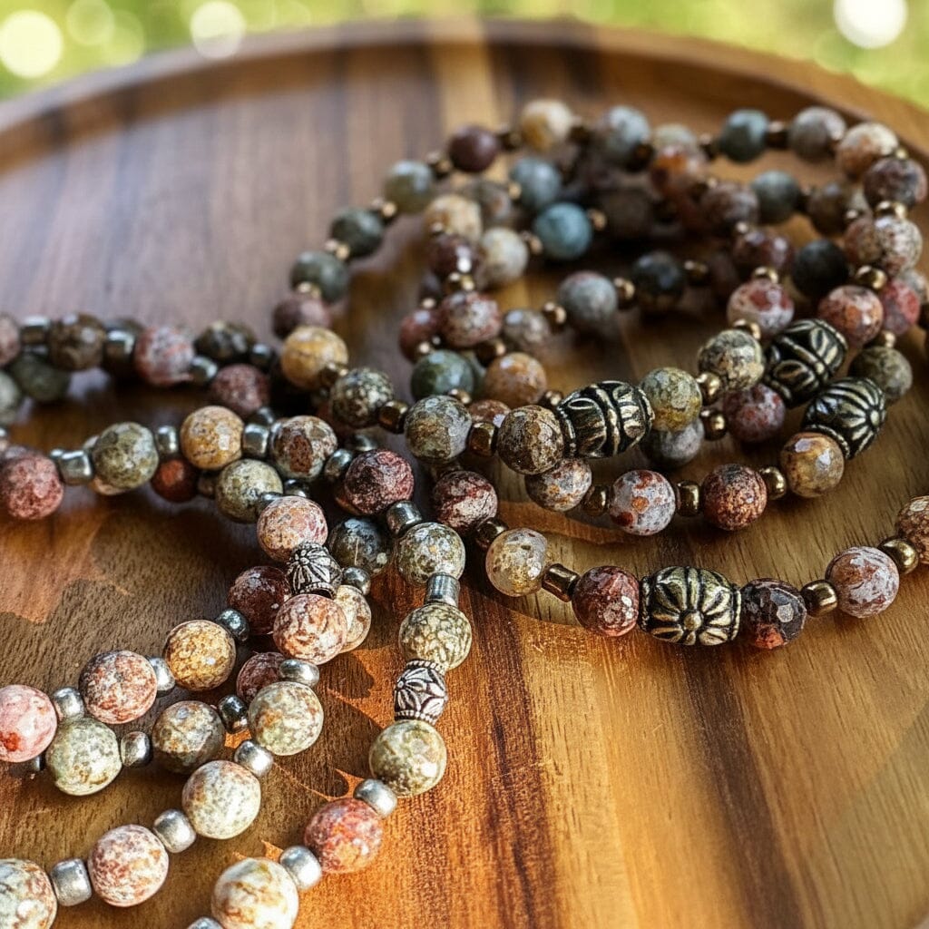 Flower Ocean Jasper Agate | Gemstone Bead Bracelets | 8mm Stone | Women Bracelets Create Hope Cuffs 