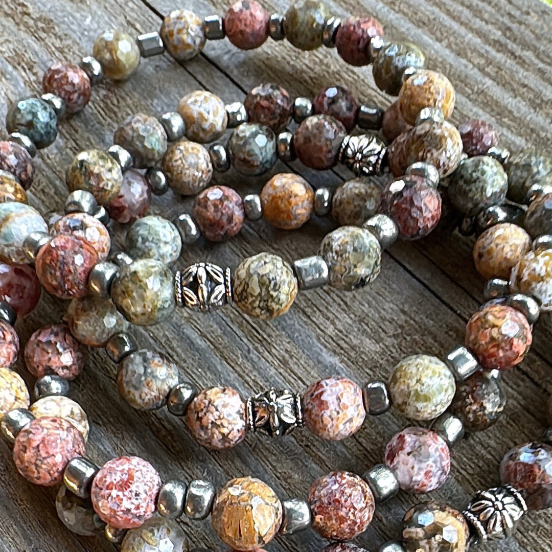 Flower Ocean Jasper Agate | Gemstone Bead Bracelets | 8mm Stone | Women Bracelets Create Hope Cuffs 