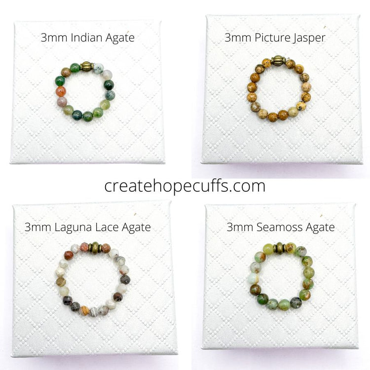 Gem RiNGs | 12 Beaded Options | Gemstone Finger and Toe Rings | 3mm Stone | Women Bracelets Create Hope Cuffs 