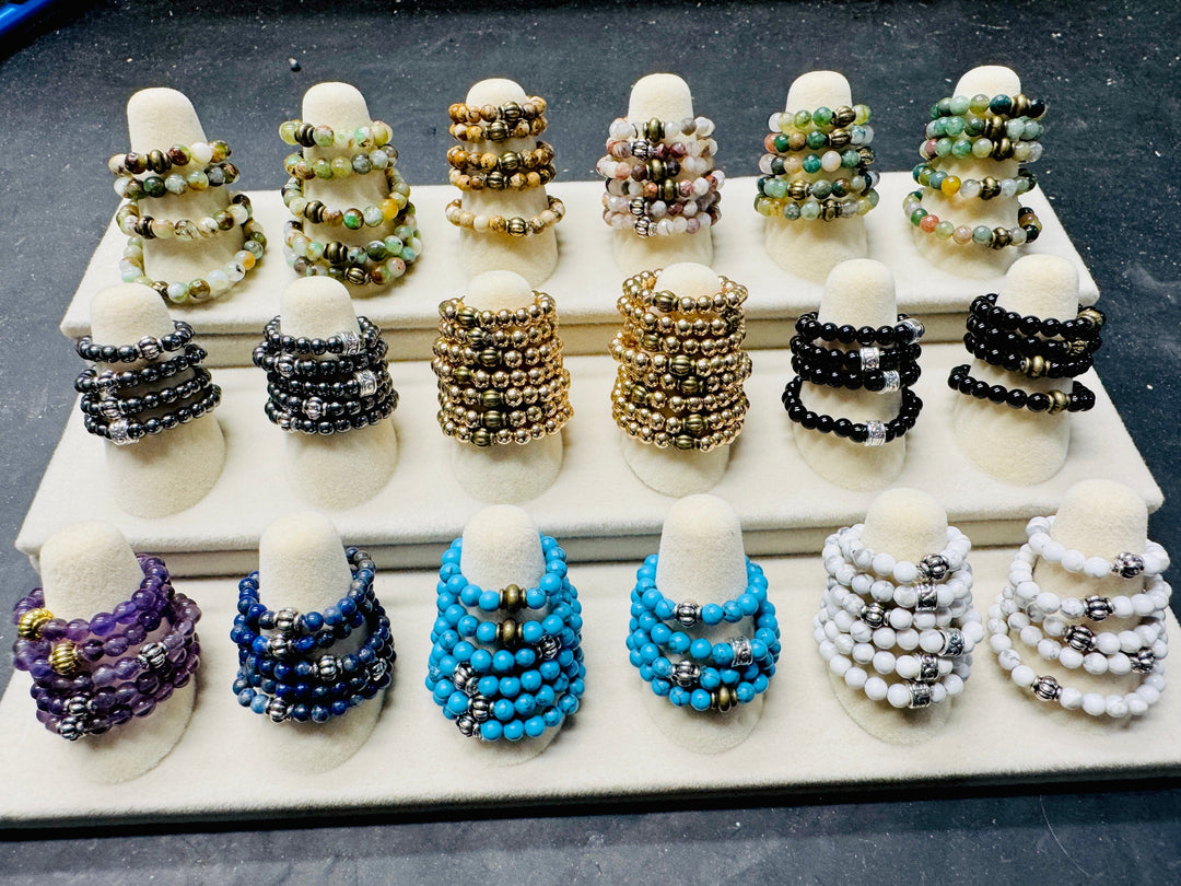 Gem RiNGs | 12 Beaded Options | Gemstone Finger and Toe Rings | 3mm Stone | Women Bracelets Create Hope Cuffs 