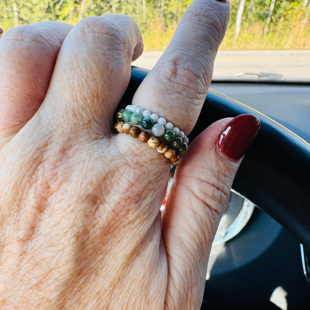 Gem RiNGs | 12 Beaded Options | Gemstone Finger and Toe Rings | 3mm Stone | Women Bracelets Create Hope Cuffs 