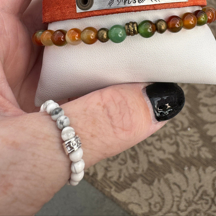 Gem RiNGs | 12 Beaded Options | Gemstone Finger and Toe Rings | 3mm Stone | Women Bracelets Create Hope Cuffs White Howlite Size 4.0 