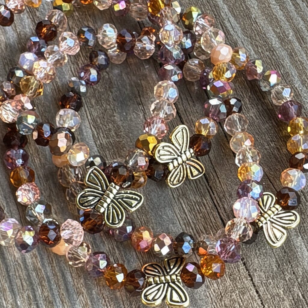 Golden Hour Butterfly Glass Beads | Gemstone Bead Bracelets | 6mm Glass | Women Bracelets Create Hope Cuffs 