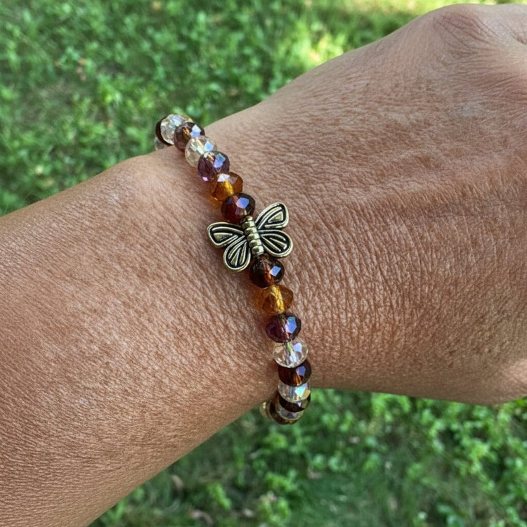Golden Hour Butterfly Glass Beads | Gemstone Bead Bracelets | 6mm Glass | Women Bracelets Create Hope Cuffs 