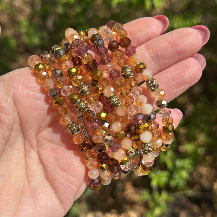 Golden Hour Honey Glass Beads | Gemstone Bead Bracelets | 6mm Glass | Women Bracelets Create Hope Cuffs 