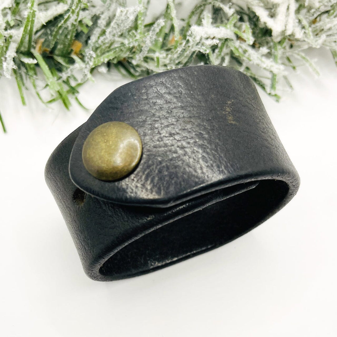 GRACE ABOUNDS | Black and Bronze Wide Leather OOAK | One of A Kind | Upcycled Cuff | Adjustable | Women Leather Cuff Create Hope Cuffs 