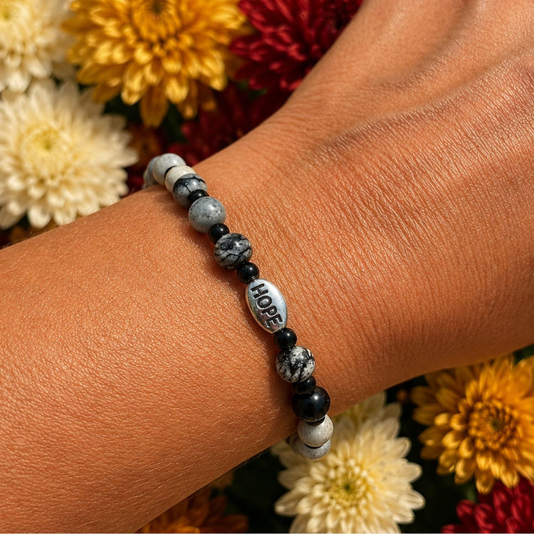 HOPE Charcoal Marble Beads | Gemstone Bead Bracelets | 6mm Stone | Women Bracelets Create Hope Cuffs 