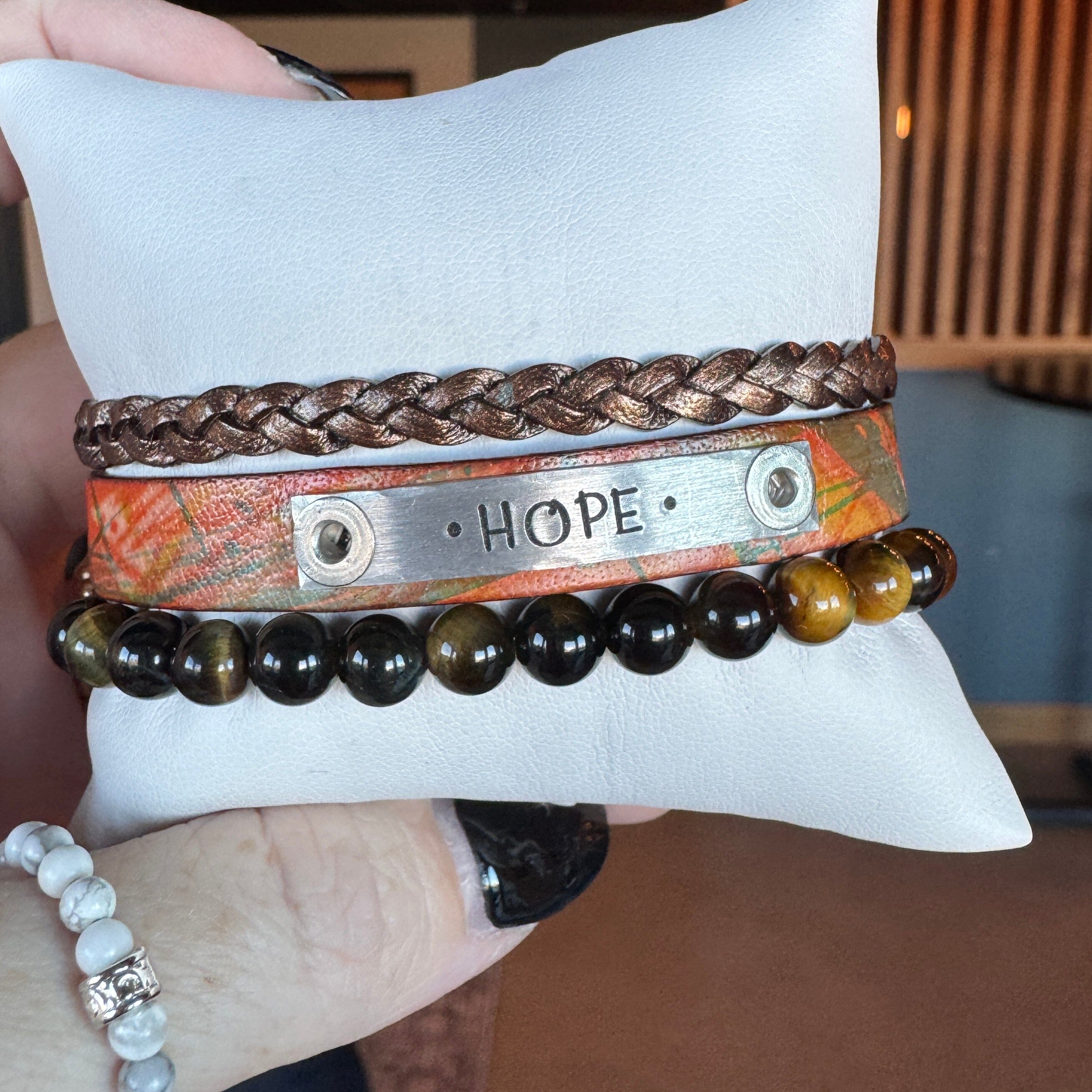 HOPE | Sunset Splash Leather Skinny Set | 3 pieces | Bracelets | Women Skinny Bracelets Create Hope Cuffs 