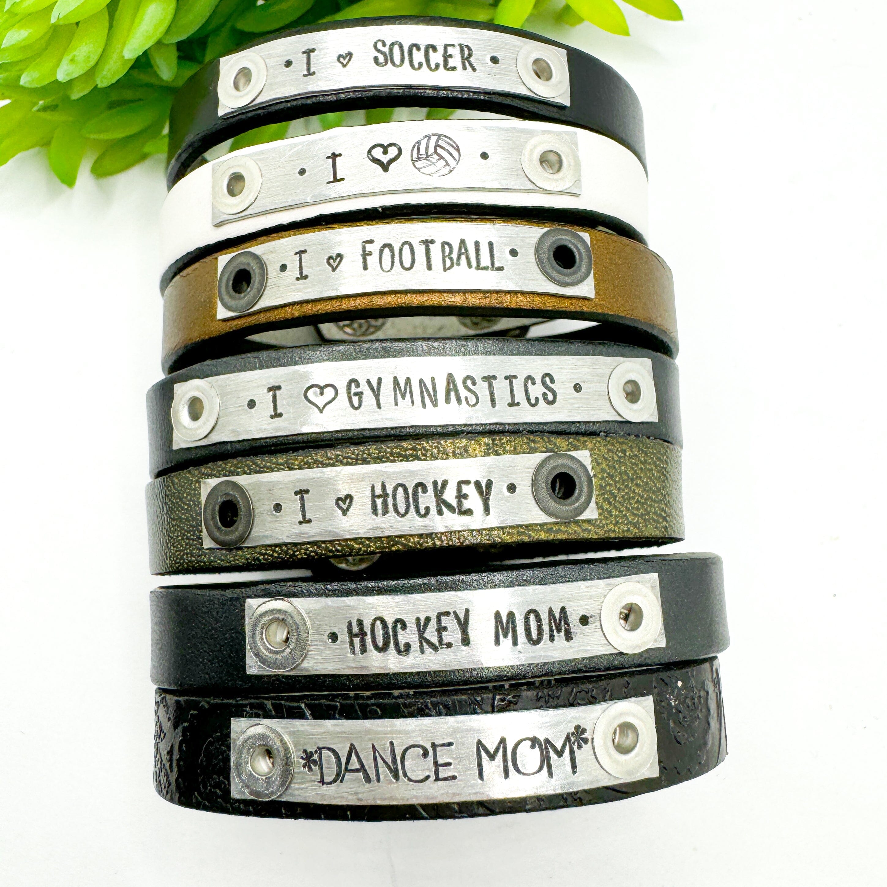 I Heart Sports | 7 Phrases | Leather Skinny Bracelet | Adjustable Skinny Bracelets Create Hope Cuffs 