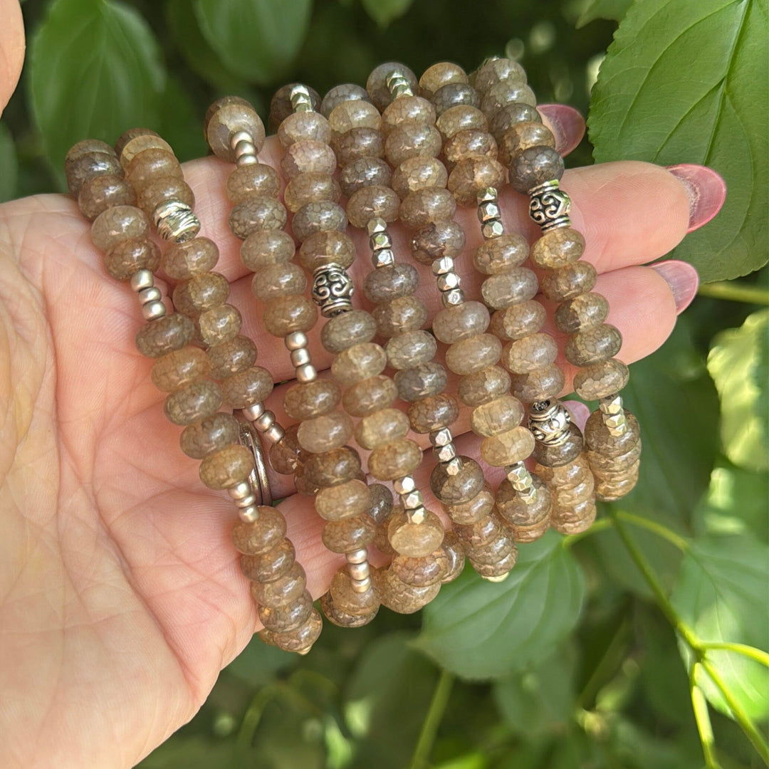 Iced Frappe Brown Rondelle Stones | Gemstone Bead Bracelets | 6mm Stone | Women Bracelets Create Hope Cuffs 