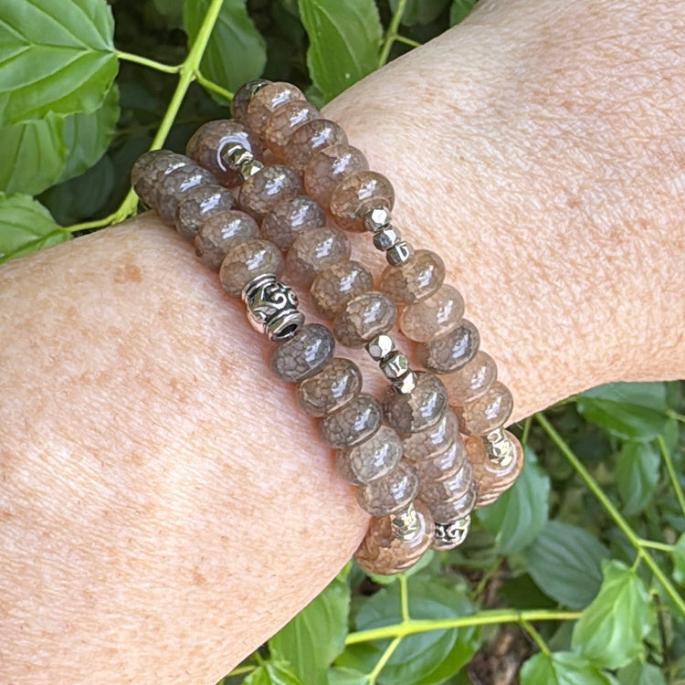 Iced Frappe Brown Rondelle Stones | Gemstone Bead Bracelets | 6mm Stone | Women Bracelets Create Hope Cuffs 