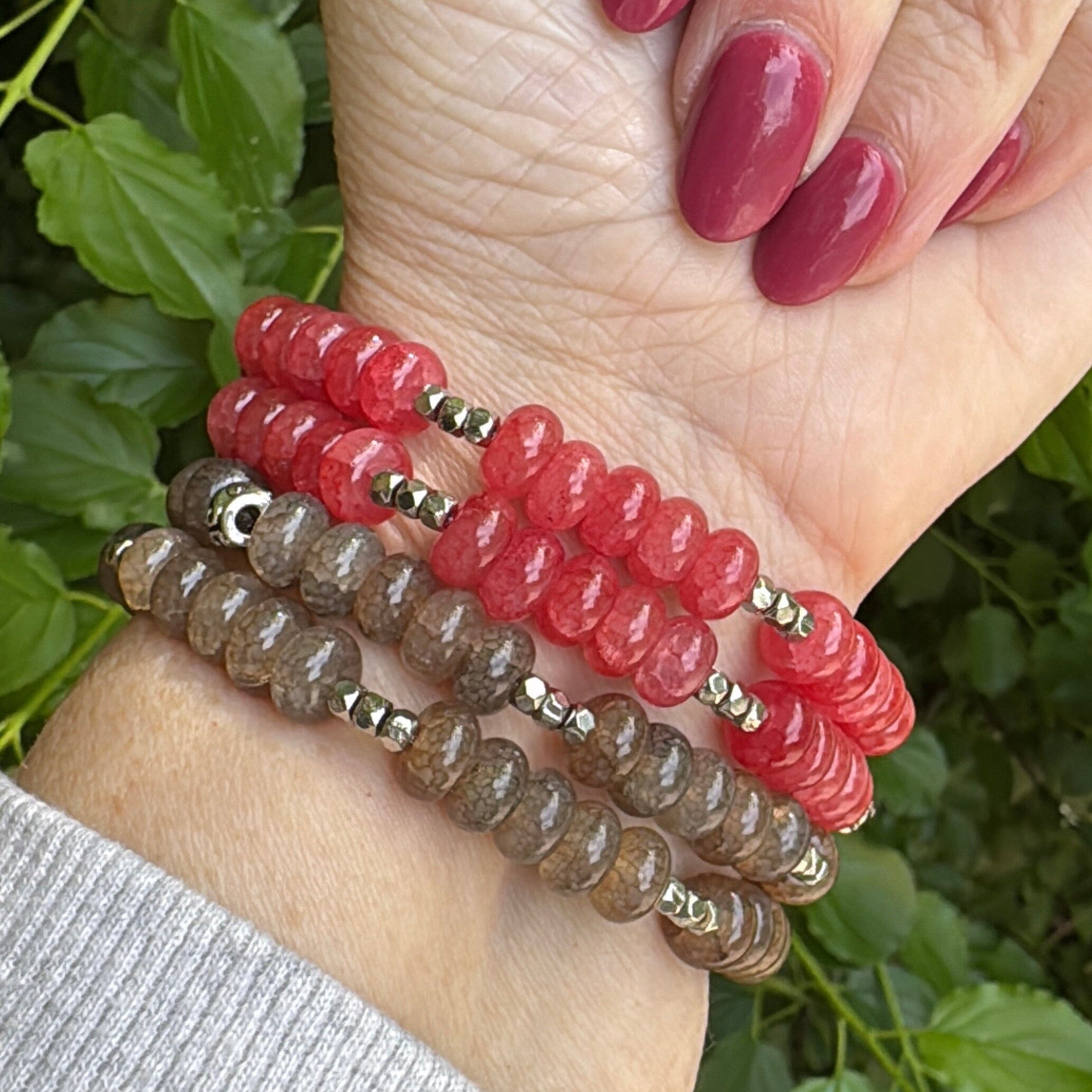Iced Frappe Brown Rondelle Stones | Gemstone Bead Bracelets | 6mm Stone | Women Bracelets Create Hope Cuffs 
