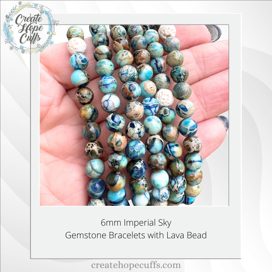 Imperial Sky Blue | Gemstone Bead Bracelets | 6mm Stone | Women Bracelets Create Hope Cuffs 