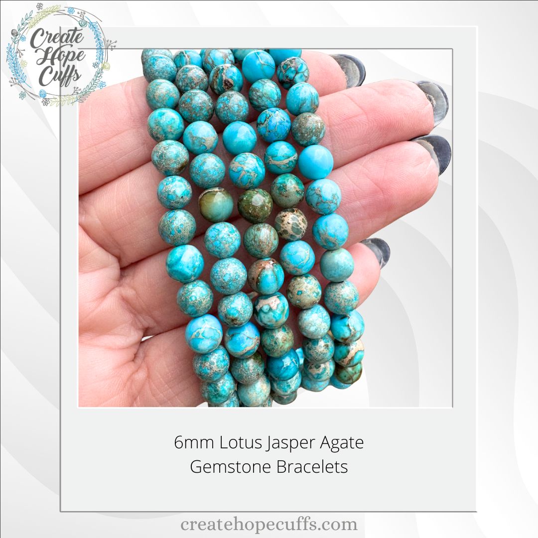 Lotus Jasper | Gemstone Bead Bracelets | 6mm Stone | Women Bracelets Create Hope Cuffs 