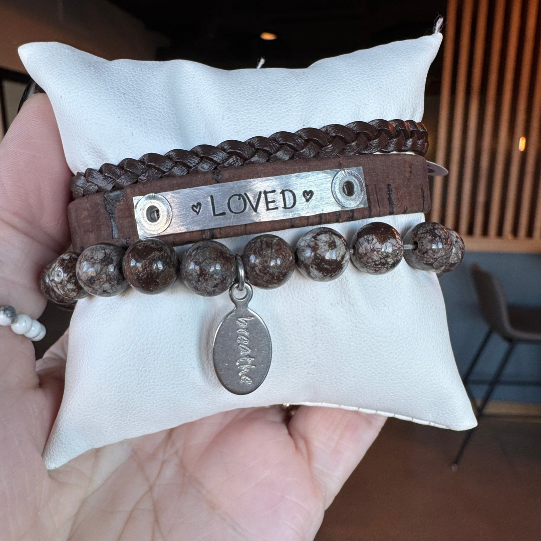 LOVED | Chestnut Brown Skinny Cork Set | 3 pieces | Bracelets | Women Skinny Bracelets Create Hope Cuffs 