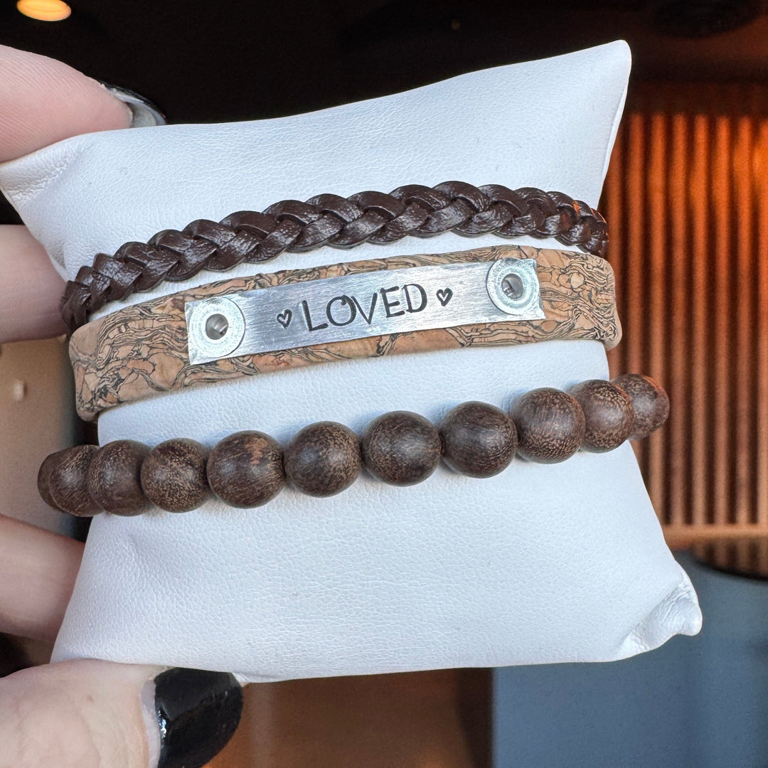 LOVED | Natural Vein Cork Skinny Set | 3 pieces | Bracelets | Unisex Skinny Bracelets Create Hope Cuffs 