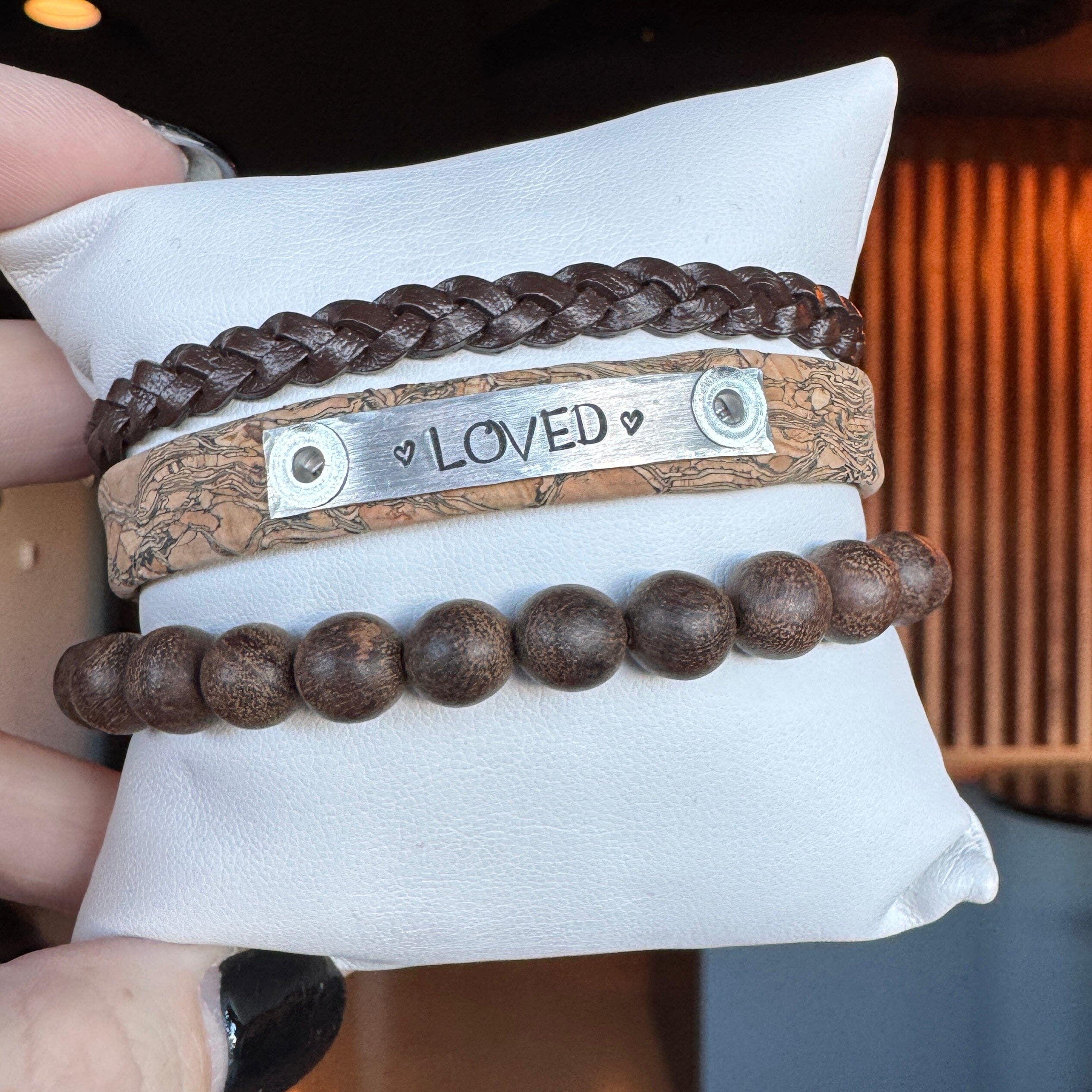 LOVED | Natural Vein Cork Skinny Set | 3 pieces | Bracelets | Unisex Skinny Bracelets Create Hope Cuffs 