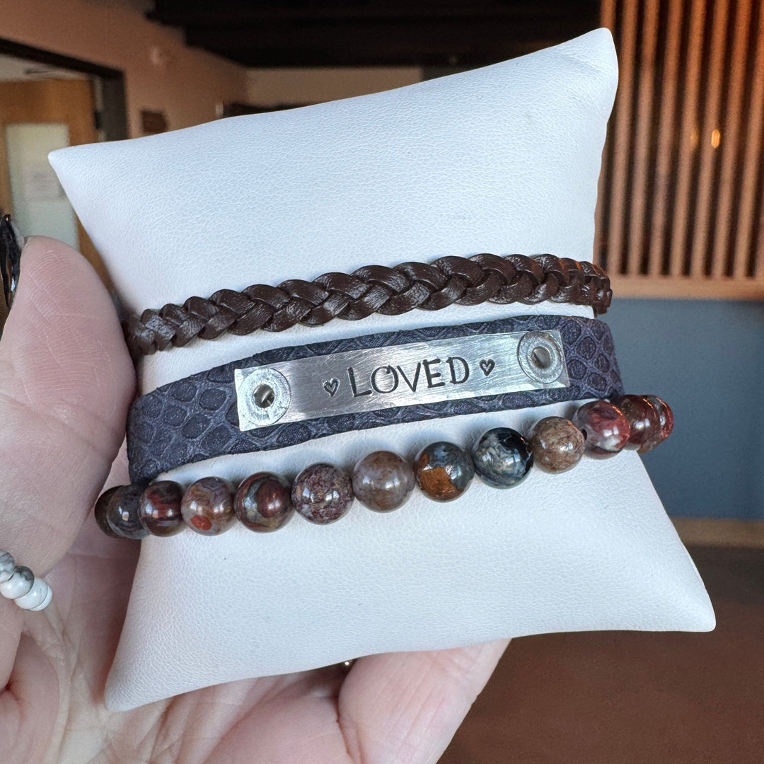 LOVED| Nordic Hygge Blue Leather Skinny Set | 3 pieces | Bracelets | Women Skinny Bracelets Create Hope Cuffs 